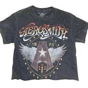 Aerosmith Graphic Crop Tee – Vintage Rock Style, Size S